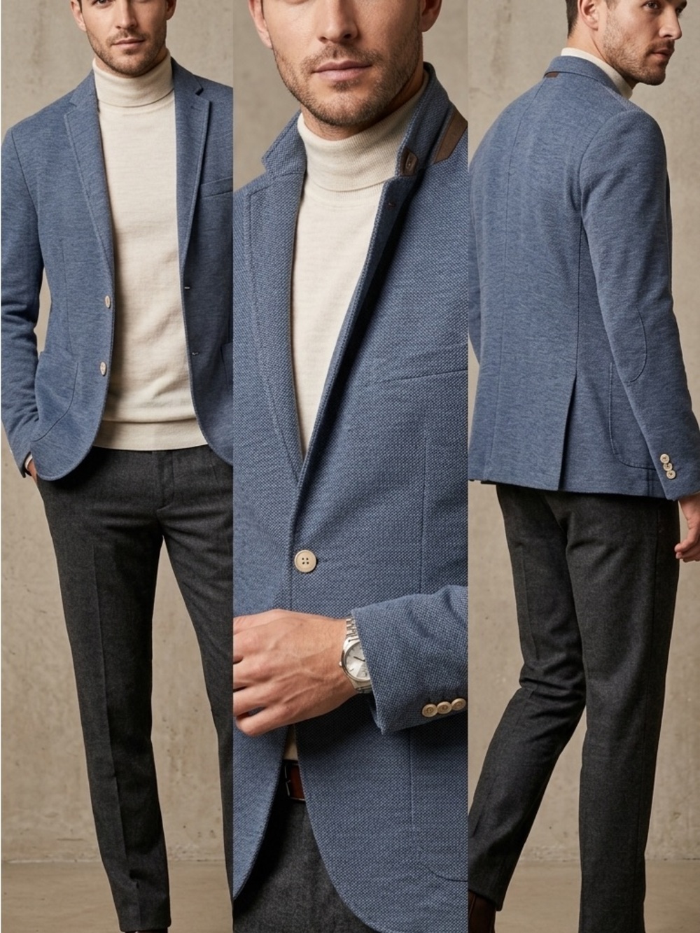 ZARA Man Textured Blue Blazer / Jacket - Size EUR 52 / US 42